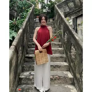 🍒Set áo cổ yếm cột nơ + quần suông ( CÓ BÁN ÁO LẺ ) 🔥𝐇𝐨𝐚̉ 𝐓𝐨̂́𝐜🔥 𝐌𝐄𝐎𝐈𝐍𝐃𝐀𝐇𝐎𝐔𝐒𝐄