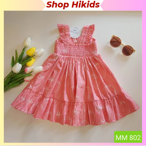 Váy Đầm Smock CAO CẤP Sofia Candy Cánh Tiên Cho Bé Gái 1-10T 8-37kg Màu Hồng Dâu Tây Tím Chấm Bi Đuôi Cá Thô Cotton