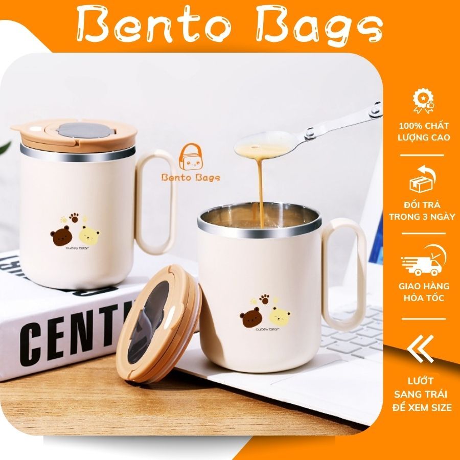 Cốc giữ nhiệt uống cafe, cốc mini uống nước cute dễ thương nắp có lỗ ...