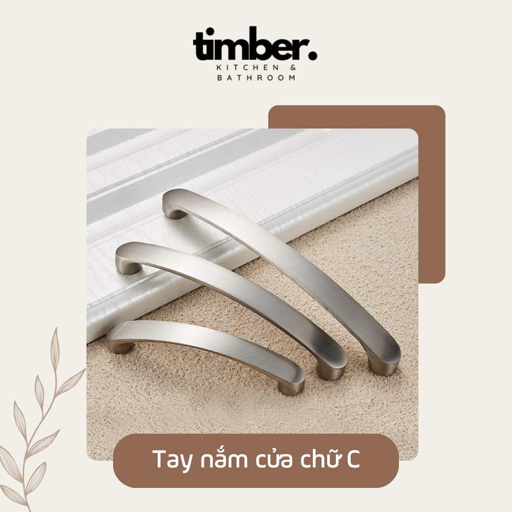 Tay nắm cửa tủ ngăn kéo TIMBER hình chữ C màu bạc hợp kim chất lượng ...