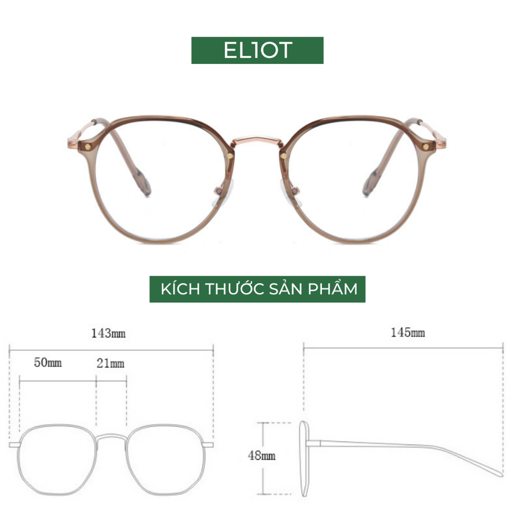 Gọng kính tròn ELIOT EYEWEAR chất liệu nhựa dẻo phụ kiện thời trang nam nữ nhiều màu sắc 8076