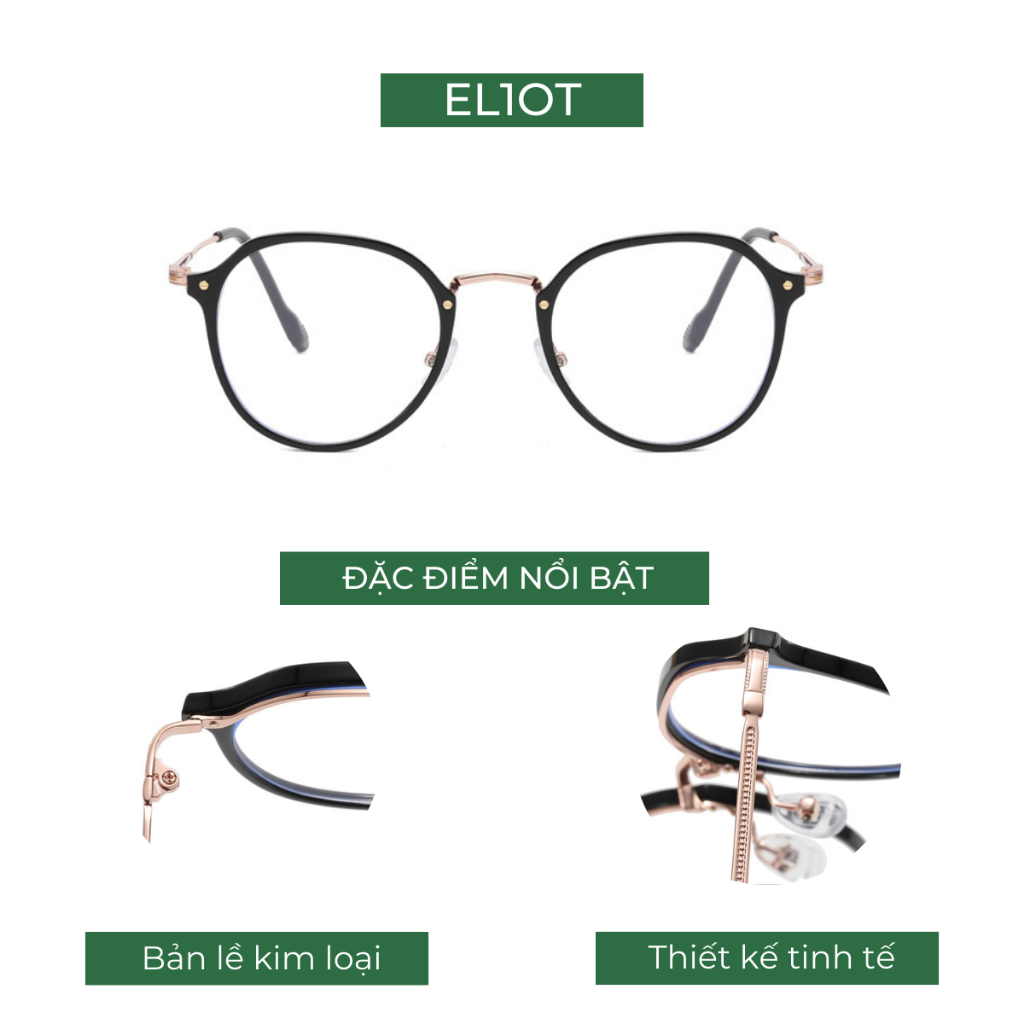 Gọng kính tròn ELIOT EYEWEAR chất liệu nhựa dẻo phụ kiện thời trang nam nữ nhiều màu sắc 8076