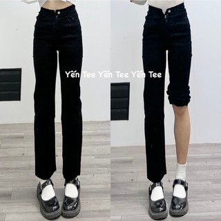 ( Từ 35kg-60kg ) Quần Jeans ống đứng đen trơn Yến Tee chất jeans dầy , mềm cao cấp #0175