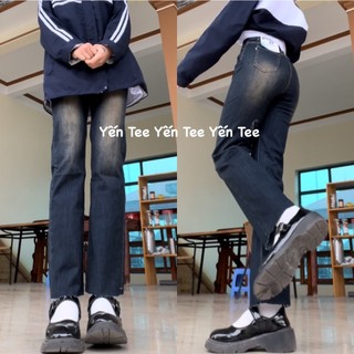 Quần Jeans ống đứng màu retro xịt đồng bụi bặm , Thiết kế ống tua ống cá tính Yến Tee #0144