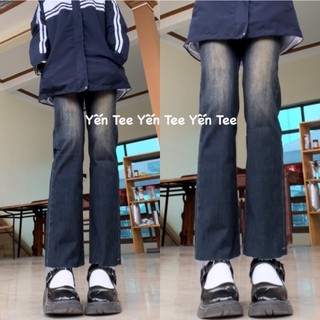 Quần Jeans ống đứng màu retro xịt đồng bụi bặm , Thiết kế ống tua ống cá tính Yến Tee #0144