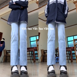 Quần ống đứng xanh nhạt tua ống Yến Tee Shop , mặc đi học che khuyết điểm #30017