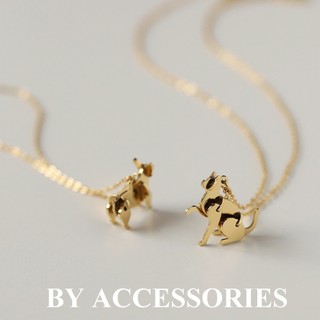 Dây chuyền nữ unisex titan xích mảnh phối mặt hình con chó và mèo mạ vàng không gỉ WN2437 BY ACCESSORIES