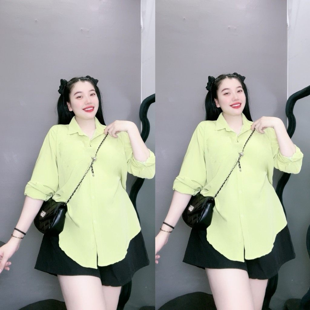 Set Đồ Bigsize Nữ Phối Áo Sơ Mi Lụa Phối Quần Vải Tây Phom Dáng Năng Động Trẻ Trung SET904