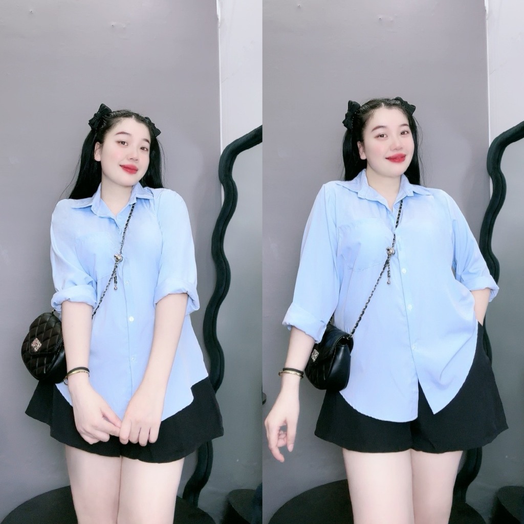 Set Đồ Bigsize Nữ Phối Áo Sơ Mi Lụa Phối Quần Vải Tây Phom Dáng Năng Động Trẻ Trung SET904