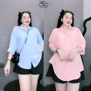 Set đồ nữ bigsize cô nhỏ áo sơ mi tay dài lụa hàn cao cấp mix quần vải tây, from dáng ulzang SET904