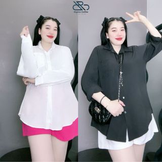 Set đồ nữ bigsize cô nhỏ áo sơ mi tay dài lụa hàn cao cấp mix quần vải tây, from dáng ulzang SET904
