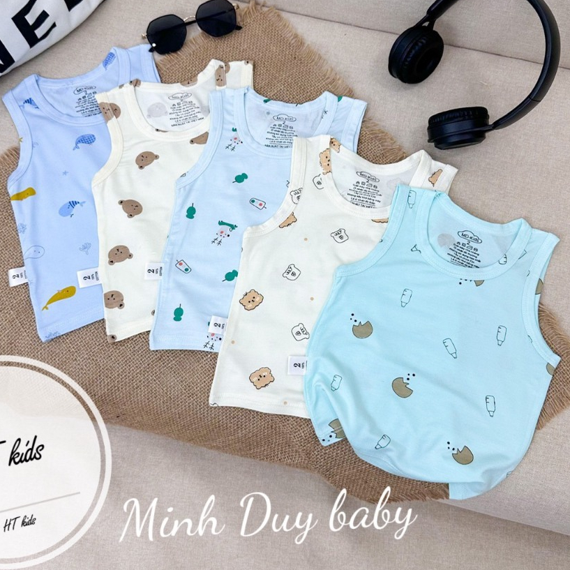Áo BA LỖ chất thun lạnh NHIỀU MÀU họa tiết thú đáng yêu cho bé từ 4-14kg mesocshop