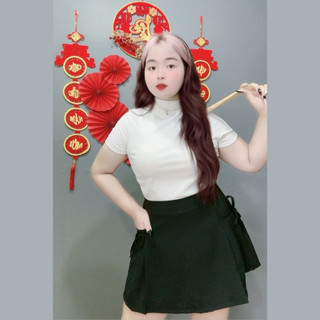 Chân váy ngắn Bigsize dáng váy chữ A xếp ly hai bên hông có quần bảo hộ chất vải tây CV404