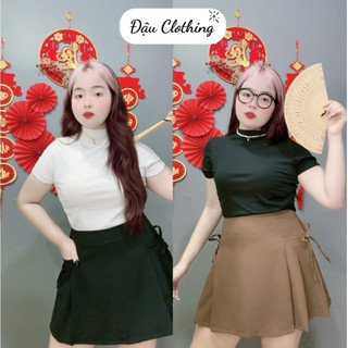 Chân váy ngắn Bigsize dáng váy chữ A xếp ly hai bên hông có quần bảo hộ chất vải tây CV404