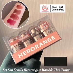 Set Son Kem Hero 4 Màu Trang Điểm Mịn Màng Lâu Trôi (Vỏ Be)