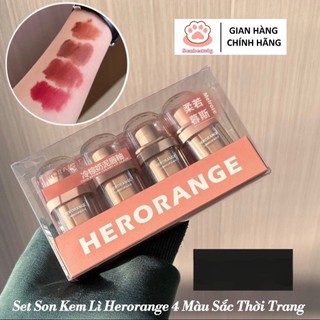 Set Son Kem Hero 4 Màu Trang Điểm Mịn Màng Lâu Trôi (Vỏ Be)
