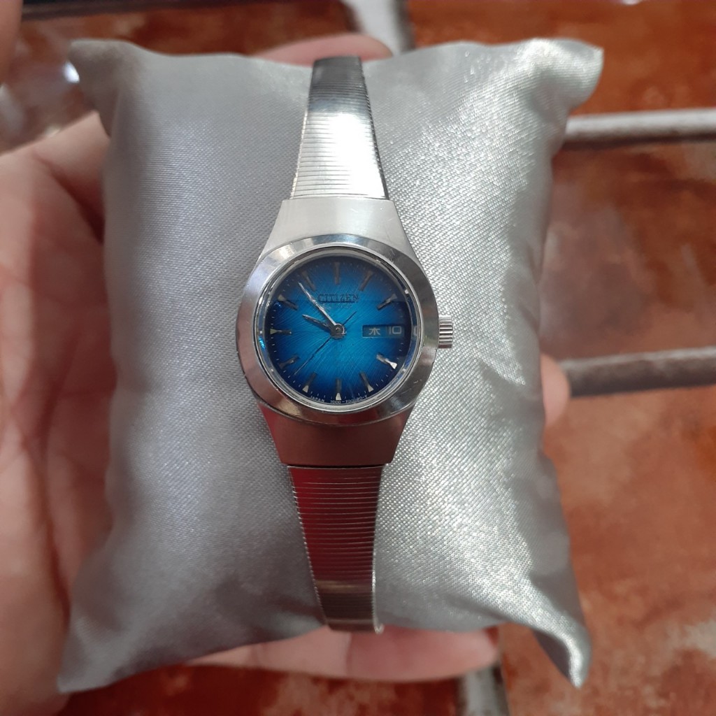 Đồng hồ cơ cổ nữ Citizen automaticc 21 jewels mặt xanh kính vát second hand Japan Shopee Việt Nam