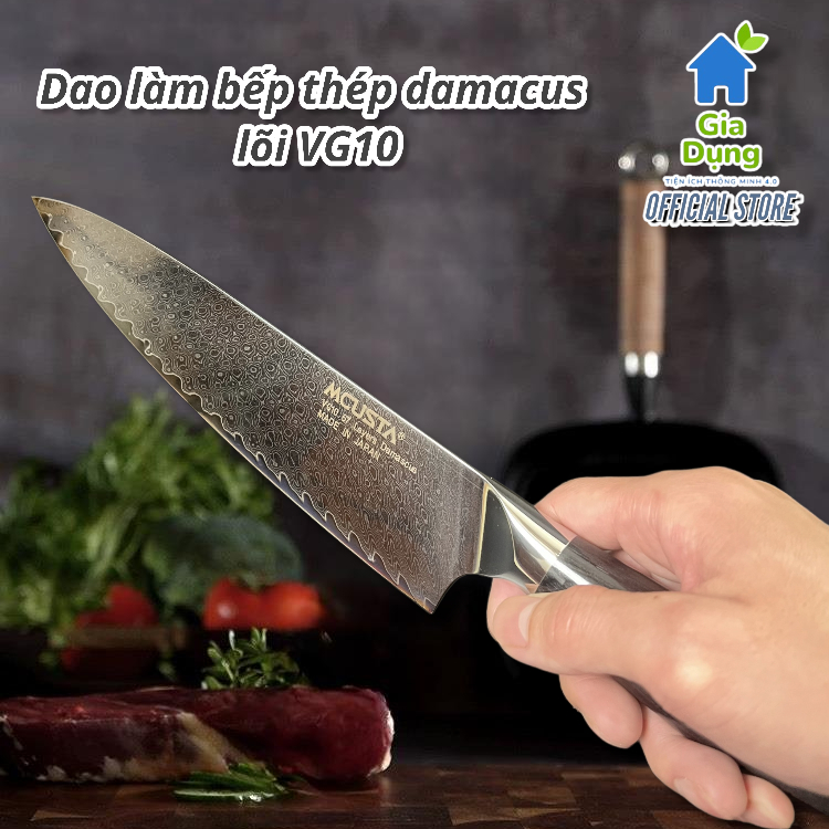 Dao làm bếp thép Damascus cao cấp NHẬT BẢN lõi thép VG10 siêu sắc bén ...