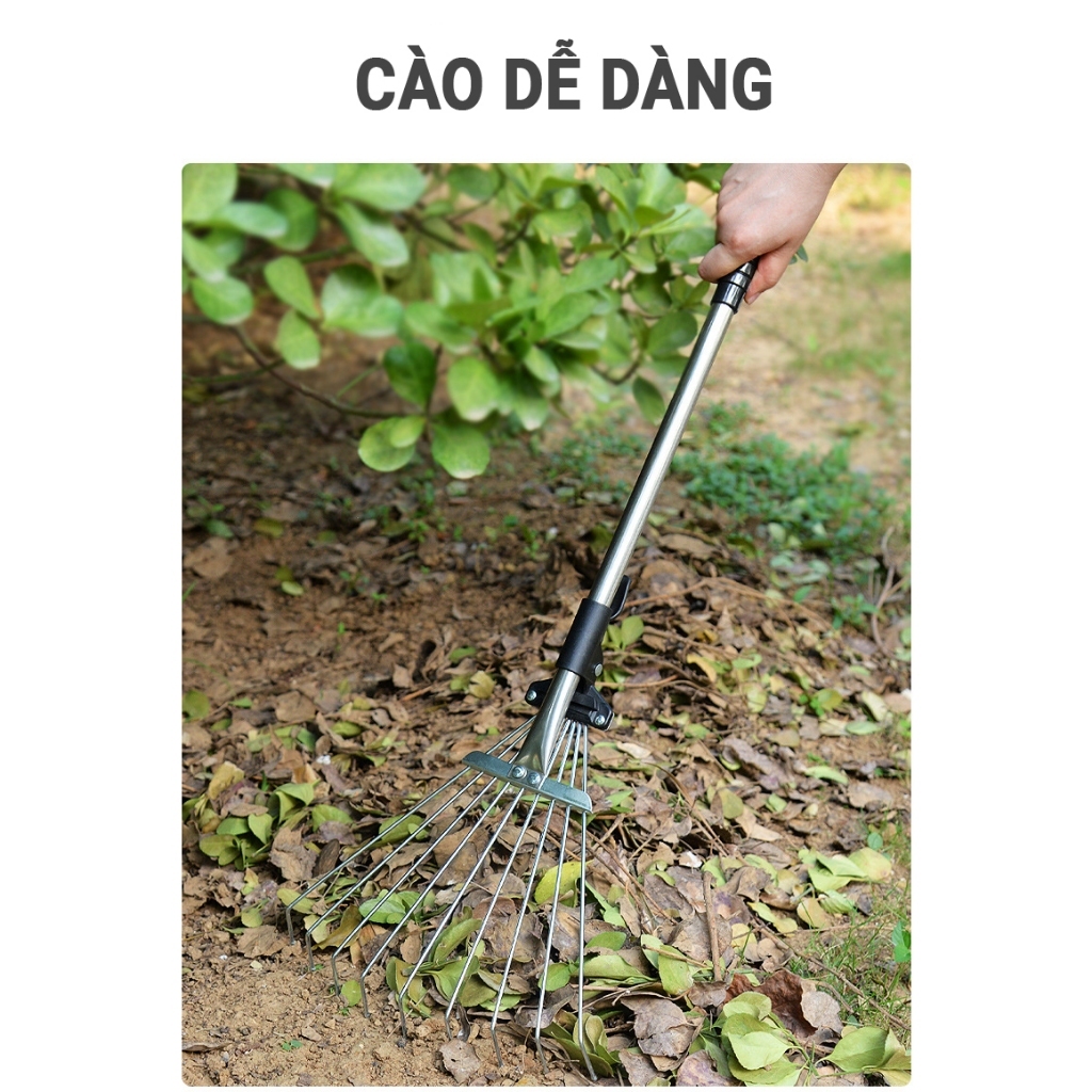 Cây Cào Cỏ, Quét Lá 15 Răng Gấp Gọn Làm Vườn – Tay Cầm Hợp Kim Chống Gỉ, Gọn Nhẹ, Siêu Bền