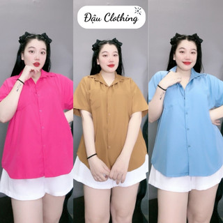 Set đồ Bigsize nữ gồm áo sơ mi tay lỡ kiểu ulzzang kèm quần short cap chun SET902