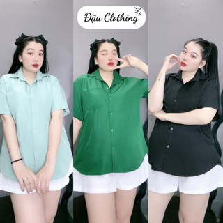 Set đồ Bigsize nữ gồm áo sơ mi tay lỡ kiểu ulzzang kèm quần short cap chun SET902