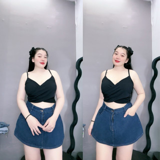 Áo dây NHỎ CLOTHING  bigsize nữ đan chéo kiểu dính liền không mút đệm, Áo bra hai dây chất gân tăm co giãn G104
