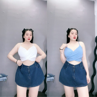 Áo dây NHỎ CLOTHING  bigsize nữ đan chéo kiểu dính liền không mút đệm, Áo bra hai dây chất gân tăm co giãn G104