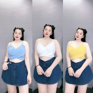 Áo dây NHỎ CLOTHING  bigsize nữ đan chéo kiểu dính liền không mút đệm, Áo bra hai dây chất gân tăm co giãn G104