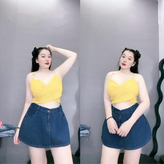 Áo dây NHỎ CLOTHING  bigsize nữ đan chéo kiểu dính liền không mút đệm, Áo bra hai dây chất gân tăm co giãn G104