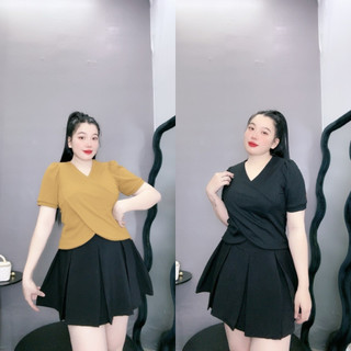 Áo thun tay ngắn cổ tròn bigsize thiết kế đắp chéo hottrend, Áo phông chất gân tăm mặc thoải mái G36