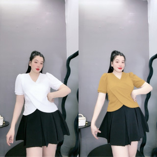 Áo thun tay ngắn cổ tròn bigsize thiết kế đắp chéo hottrend, Áo phông chất gân tăm mặc thoải mái G36