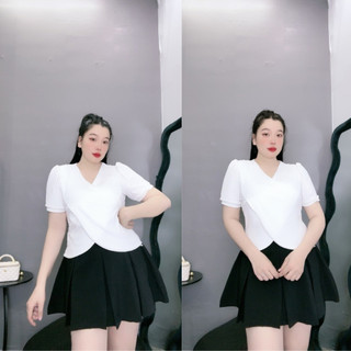 Áo thun tay ngắn cổ tròn bigsize thiết kế đắp chéo hottrend, Áo phông chất gân tăm mặc thoải mái G36