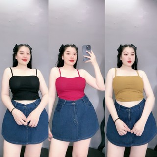 Áo hai dây nữ bản dây to dáng croptop,áo thun hotgirl chất liệu gân tăm có độ giản thoáng mát mặc thoải mái G118
