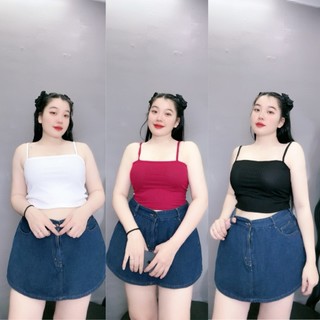 Áo hai dây nữ bản dây to dáng croptop,áo thun hotgirl chất liệu gân tăm có độ giản thoáng mát mặc thoải mái G118