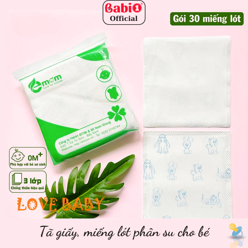 Miếng Lót Phân Su Babi 1 Siêu Thấm Hút Chống Tràn Cho Bé (Gói 30 Miếng)