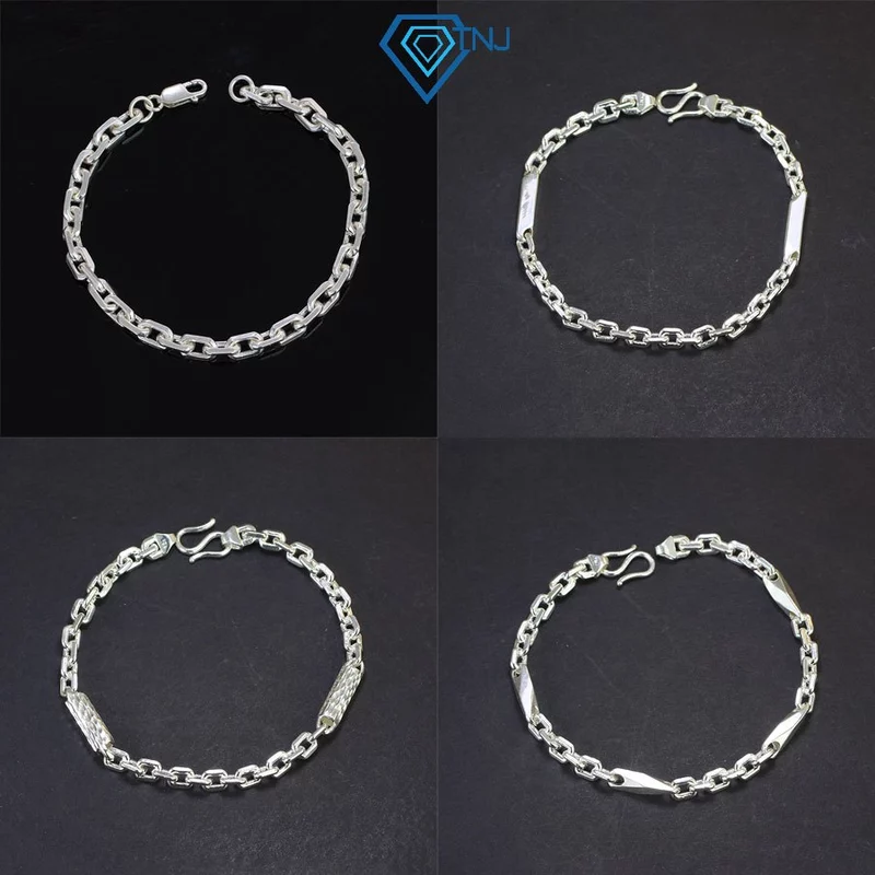 Lắc tay bạc mắt xích bản nhỏ đơn giản nhiều kiểu cách, vòng tay thời trang cao cấp cho nam LTA0000 - Trang Sức TNJ — ảnh 1