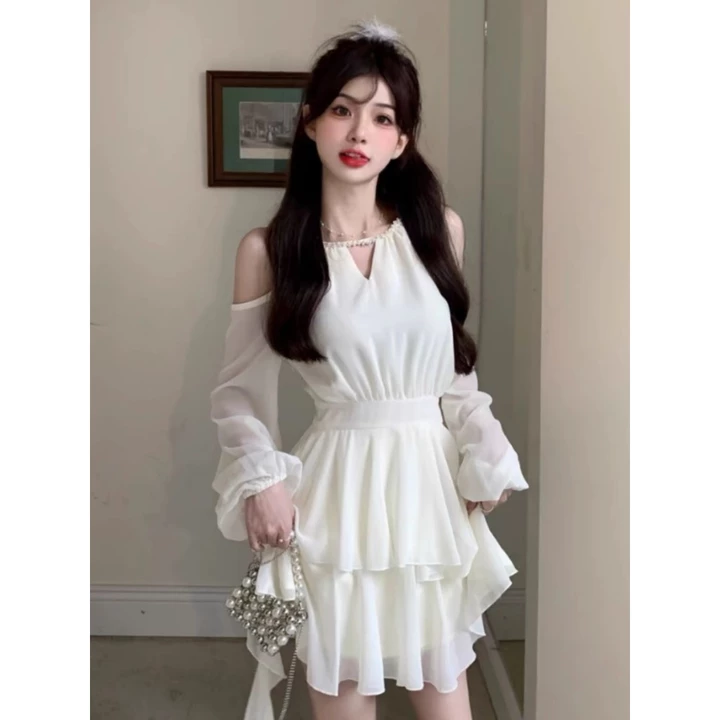 Váy Đầm Hở Vai Dáng Yếm 2 Tầng Ngắn Xoè Chất Voan Tơ Kiểu Dáng Tiểu Thư HV182 (Đầm Liền Thân)