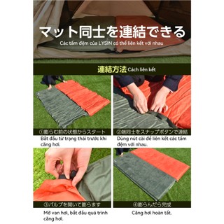Đệm ngủ tự bơm hơi chính hãng Lysin, chất liệu da lộn - 70cm chống thấm nước, cắm trại, du lịch, xe hơi nhỏ gọn - êm dày