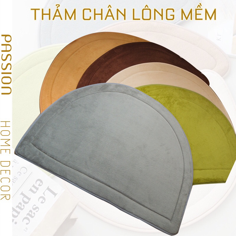 Thảm Lau Chân Bán Nguyệt Lông Mịn Màu Đơn Sắc