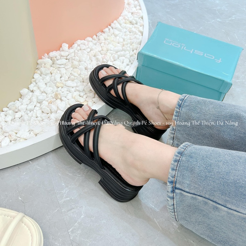 Dép xuồng QC quai chéo da mềm