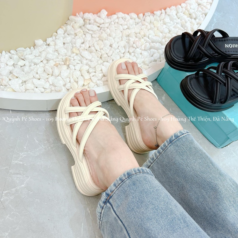 Dép xuồng QC quai chéo da mềm