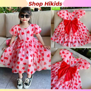 Váy Đầm Tết Cao Cấp 1-10 Tuổi Sofia Candy Màu Hồng Trái Tim Tơ Nhũ Lót Lụa Mát Dự Tiệc Đi Chơi Quà Tặng Sinh Nhật Cho Bé