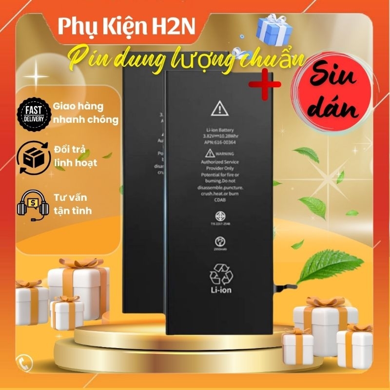 Pin dung lượng chuẩn cho máy 5, 5s, 6, 6S, 6P, 6SP, 7, 7P, 8, 8P, X chất lượng cao tặng kèm siu dán | BigBuy360 - bigbuy360.vn