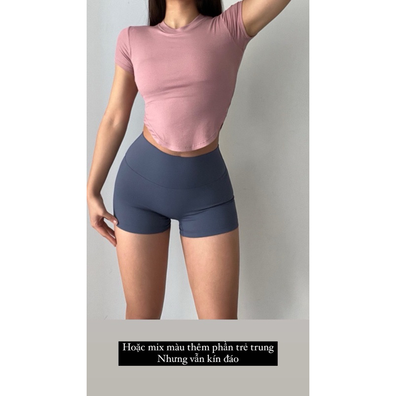Quần biker skinny nữ FitHer F01 dáng short thể thao cạp cao chất thun spandex đàn hồi tốt