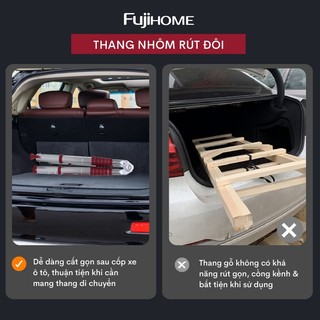 Thang inox rút chữ A màu đỏ đa năng Nhập Khẩu chính hãng FUJIHOME TLA08IR cao 5m bảo hành toàn quốc