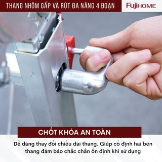 Thang nhôm gấp trượt 4 mét nhập khẩu FUJIHOME ML44 xếp chữ A to, nhỏ, Chữ I nhỉ I lớn