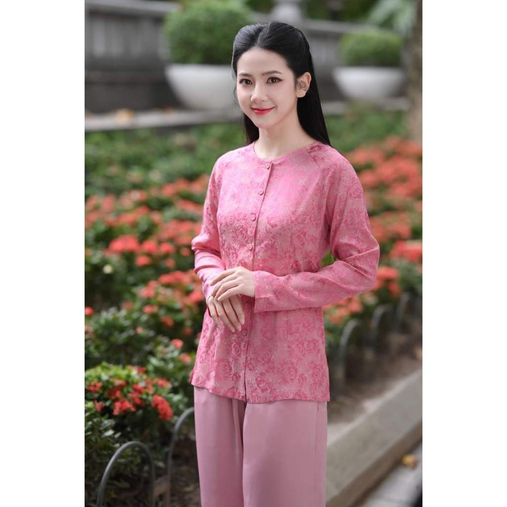 Áo bà ba lụa gấm hoa mẫu đơn và uyển nhi vải siêu đẹp, lên form chuẩn, hàng chính hãng