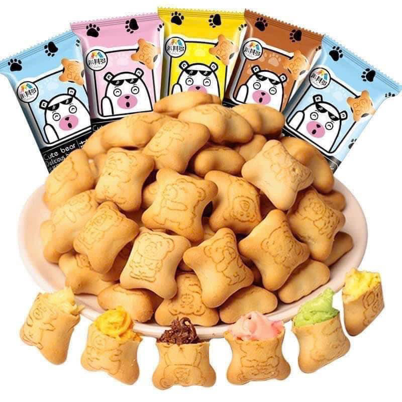 500g Bánh quy gấu nhân kem mix vị Choco Bear (50 gói)