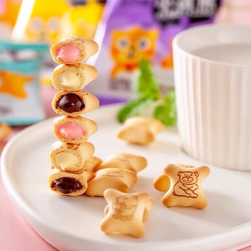 500g Bánh quy gấu nhân kem mix vị Choco Bear (50 gói)