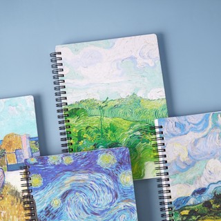 Sổ Lò Xo Van Gogh 100GSM Chấm Dotgrid A5/B5, Sổ Tay Ghi Chép 160 Trang Viết Calligraphy Không Bị Thấm